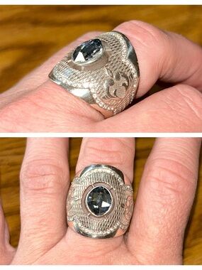 Brighton Love Padlock Swarovski Crystal Silver Finish Ring Jewelry Sz 8.5